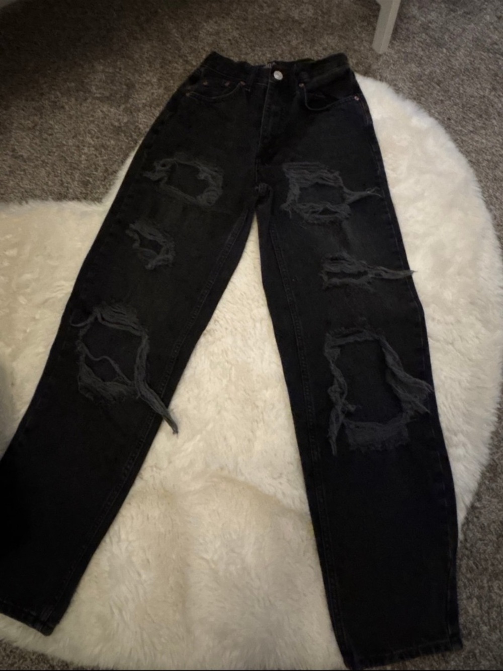 BDG urban outfitters Black Distressed High-Waist Ripped Jeans